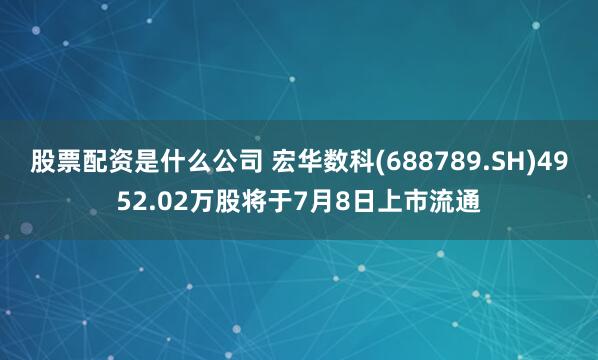 股票配资是什么公司 宏华数科(688789.SH)4952.02万股将于7月8日上市流通