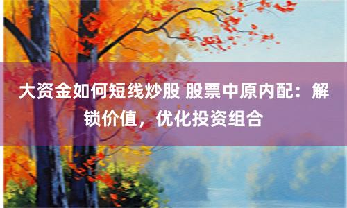 大资金如何短线炒股 股票中原内配：解锁价值，优化投资组合